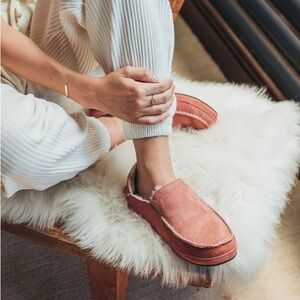 OluKai Dusty Rose Suede Slip-On Moccasins